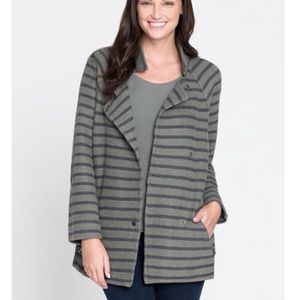 NIC+ZOE Work Play cotton Stripe Jacket peacoat